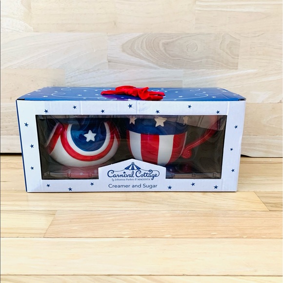 Carnival Cottage by Johanna Parker patriotic cream and sugar set - Picture 2 of 13